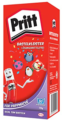 Pritt Colle à papier mâché sans danger pour les enfants, lavable à l'eau chaude, sans conservateurs ni solvants, 125 g de poudre, 9H PMP12