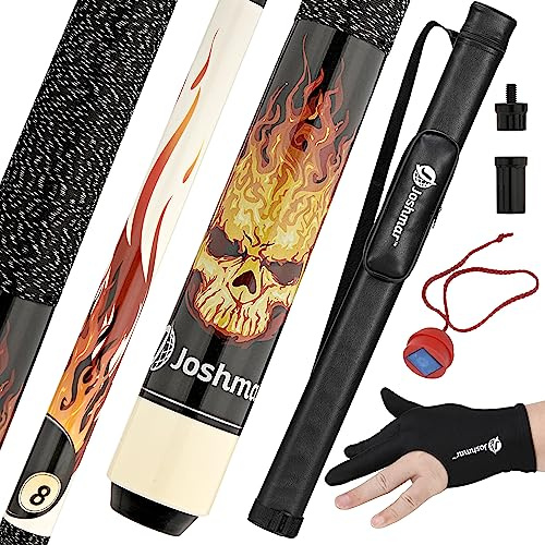 JOSHMAR Bâton de billard professionnel – Queue de billard haut de gamme fabriquée avec un beau design unique et luxueux et la meilleure qualité de bois dur canadien. Comprend 4 accessoires pour garder