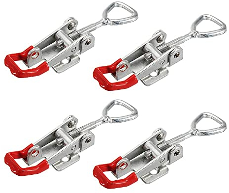 4 Pcs Toggle Catch Latches Adjustable Cabinet Boxes Case Metal Toggle Clamp Hand Tool Toggle Clamp Antislip Red Horizontal Door Bolts Quick Release Tool