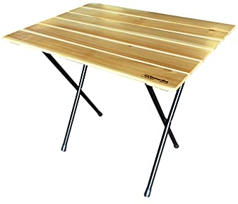 CASTELMERLINO Bistrotisch Balkontisch klappbar, Beine schwarz und Tischplatte Lärche Natur, 60 x 80