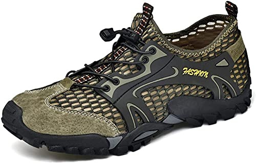 Herrar Vattenskor Snabbtork Sport Aqua Skor Mjuk Vandring Andningsbar Lättvikt Utomhus Mesh Sandaler Barfot Träning Walking Sneakers Grön 39/40 EU
