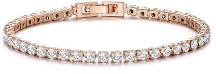 Philip Jones Rose Gold Plated 3mm Tennis Bracelet Created with Zircondia® Crystals