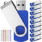 FEBNISCTE USB Stick 64 GB 10 Stück Tragbare Pen Drives 16GB Sparsames PenDrive Kit 10 Einheiten USB 2.0 Schlüssel Rotierende Speichereinheit Blau Flash Drives mit 10 Stück Kabeln