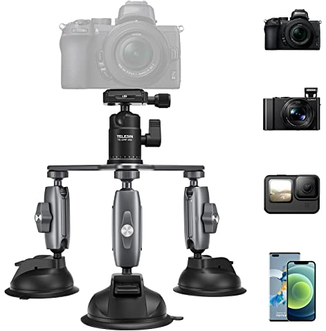 Soporte de montaje para cámara de triple ventosa, trípode resistente para ventana, parabrisas, salpicadero, interior y exterior, accesorios para GoPro Insta360 DJI Action Osmo Pocket DSLR accesorio