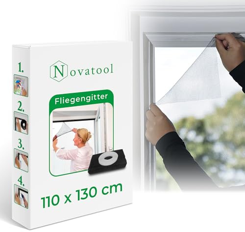 Novatool Flugskärmsfönster 110 x 130 antracit individuellt förkortningsbart insektsskydd flugnät fönsternät myggnät fönstergasväv