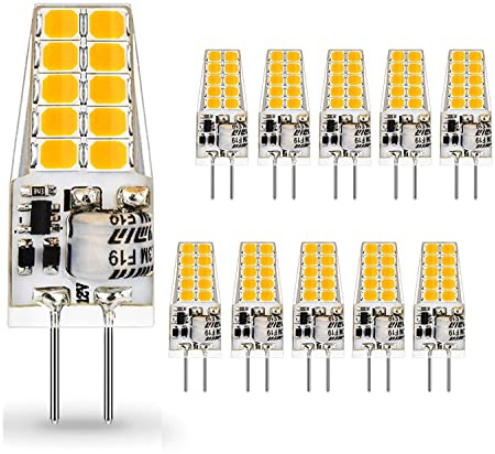 AEPOYU Lampadine LED G4 4W, Ricambio Per Lampade Alogene 40W, No Sfarfallio, Non Dimmerabile, 4000K Bianco Naturale, 360 Lumen, AC/DC 12V, Mini Lampadine(12.5mm * 37.5mm), Confezione Da 10