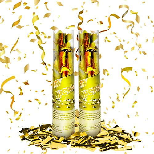 Konfetti Popper Papier, Konfettibomben 20 CM, Party Popper Bunt, Konfetti Shooter, Confetti Cannon, Für Karneval, Geburtstag, Silvester, Partys, Jubiläum.(Gold)
