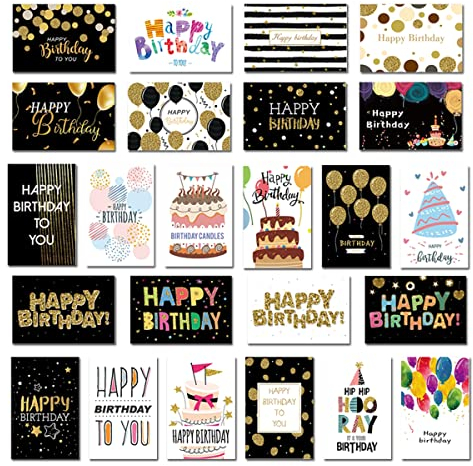 24 Stück Geburtstagskarten mit Umschlag Unterschiedliche Muster Geburtstagskarten Set mit Umschlag Klappkarten Blanko Karten Geburtstag Geburtstagskarte Beste Freundin Grußkarten