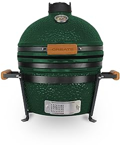 CREATE/BBQ KAMADO/Barbecue fumoir en céramique vert 16 pouces/Peut griller, fumer et cuire, avec régulateur de température et deux sources de ventilation.