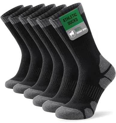 TANSTC Merino Wool Hiking Socks for Men & Women – Breathable Cushioned Crew for Walking, Work & Outdoor, Temperature Regulating, 3 Pairs, OEKO-TEX Certified