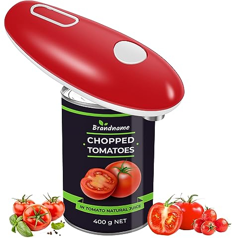 Electric Can Opener Safe One-Touch Use Tin Opener for Arthritis, Smooth Edge Automatic Can Opener Battery Powered, Portable Electric Tin Opener for Kitchen Restaurant(red)