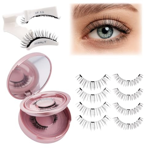 FADLASH Magnetische Wimpern - 2 Paare Wimpern Magnetisch - Wiederverwendbare Magnetische Wimpern Ohne Eyeliner - Magnetwimpern (Natürlich+Buschig)