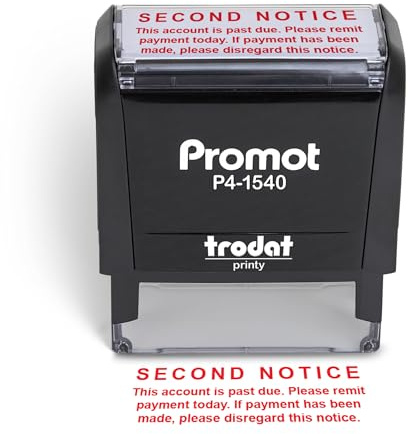 Promot Second Notice Past Due - Self Inking Bill Rubber Stamp - Ink Stamps
