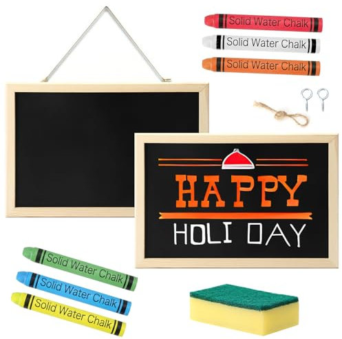 HENGBIRD 2 lavagne da 20 x 30 cm, lavagna gesso, lavagnetta cucina, lavagnette, lavagna cancellabile, lavagna da parete, lavagnetta cancellabile, lavagna con gessetti per conferenze, scuole, negozi