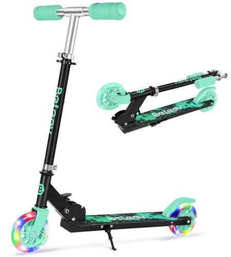 BELEEV V1 Monopattino per Bambino 2 Ruote con Supporto, 3 Monopattini per Bambini Regolabili in Altezza, Monopattino Scooter per Bambina con Il LED Illumina le Ruote per Ragazze e Ragazzo