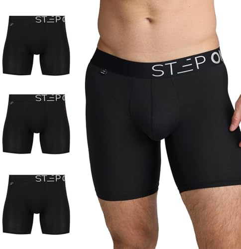 STEP ONE Mens Boxers Shorts Multipack, 3 Pairs, Anti Chafing Underwear for Men, Moisture-Wicking Boxer Shorts with 3D Pouch. Fabric Made from bamboo viscose