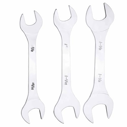 HARFINGTON 3pcs Double Open End Thin Wrench Set 7/8 15/16 1 1-1/16 1-1/8 1-1/4 SAE Super Thin Small Flat Head Wrench Mirror Polished Open Ended Spanner for Automotive Furniture Repair