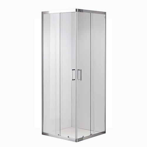 DocciaSì® - Box Doccia Angolare 80x80 cm con Vetro Temperato 5 mm, Altezza 185 cm, 2 Ante Fisse e 2 Scorrevoli, Profili in Alluminio Cromo Lucido, Design Moderno e Salvaspazio