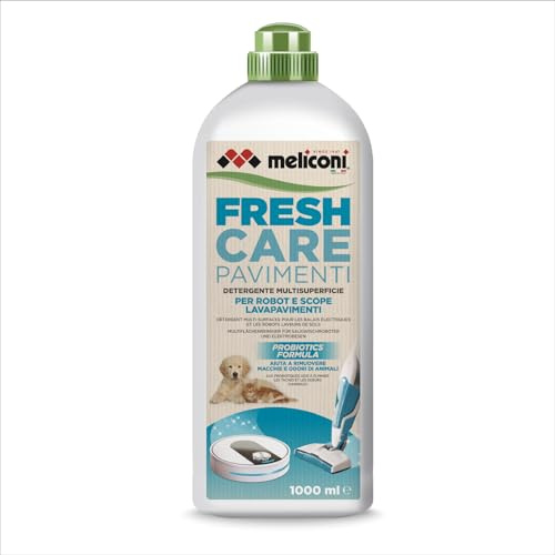 Meliconi FRESH CARE LAVE-SOL, nettoyant multi-surfaces pour aspirateurs et robots laveurs, élimine les odeurs et taches d’animaux domestiques, naturel et écologique