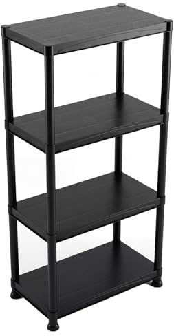 Panana Plastic Storage Shelves 3/4/5 Tier Garage Shelving Racking Unit Utility Rack for Home Warehouse, Kitchen, Workshops, Garden, Offices (4 Tier)