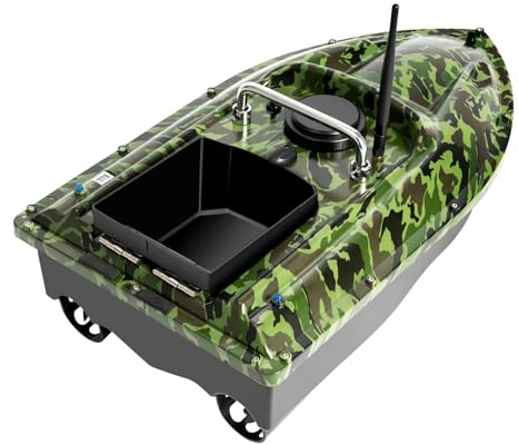 Bdneygtyr Barco de alimentación teledirigido, barco teledirigido para pesca con alcance de 500 m, barco de pesca con luz LED y motor dual, barco de alimentación para pesca de carpa, barco RC con
