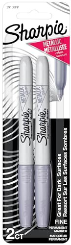 Sharpie Metallic Permanent Markers, Fine Point, Silver, 2 Count - For Black Paper or Dark Surfaces, Arts & Crafts, Posters