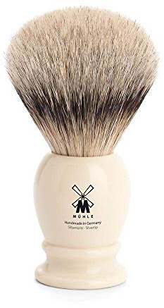 MÜHLE Rasierpinsel - Classic Serie - Silberspitz Dachszupf L - Edelharz elfenbein