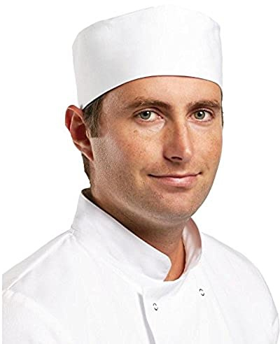 Whites Chefs Unisex Skull Cap Polycotton White, Size M - Cooking Hat with Elasticated Back, Easy to Clean A203-M