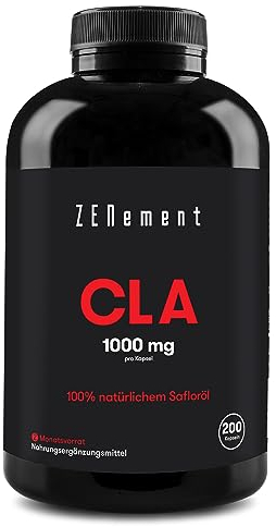 CLA, 3000 mg per porzione, 200 Capsule Softgel | da Olio di Cartamo 100% Naturale | Non OGM, Senza Glutine