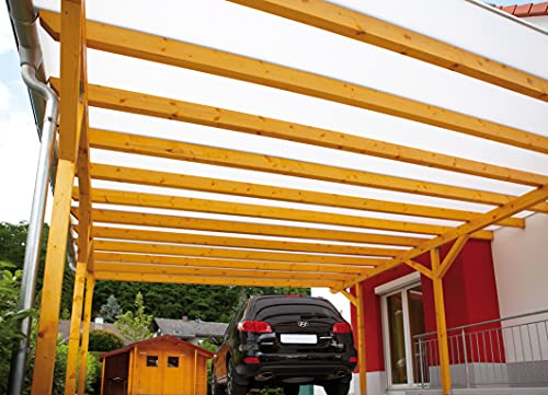 Acrylshop24 Terrassendach Terrassenüberdachung Carport Komplettset Polycarbonat 16mm 3-Fach Stegplatten Opal 16mm Stegplatten Tiefe:3000mm|Breite:4100mm - Mehrere Maße verfügbar