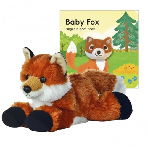 Aurora Mini Flopsi Foxxie 8 Stuffed Animal & Finger Puppet Storybook – Soft, Cuddly, Unique Orange Fox Plush Toy for All Ages (Fox and Book Set)