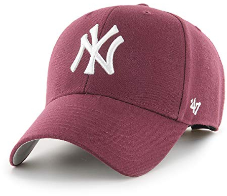 '47 MLB New York Yankees MVP Unisex-Baseballkappe, Verstellbar, Hochwertiges Design und Verarbeitung, White Logo, Dark Maroon