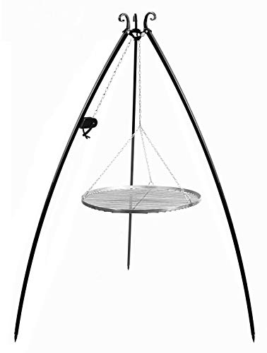 Schwenkgrill mit Kurbel H 200 cm mit Grillrost Ø 50 cm aus Edelstahl Dreibein Grill Grillständer CookKing