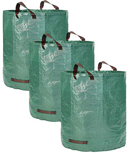 VIROSA Large Garden Waste Bags | PACK of 3 | H76cm, D67 cm | Ideal for Large Amounts of lightweight Garden Waste | Reusable Waterproof Refuse Sack with Handles (120 Litres)