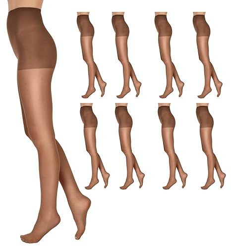 L'eggs Women's Everyday Standard-Panty Sheer Toe Pantyhose for All Day Comfort, 100% Nylon, Suntan, Size Q (Pack of 8)