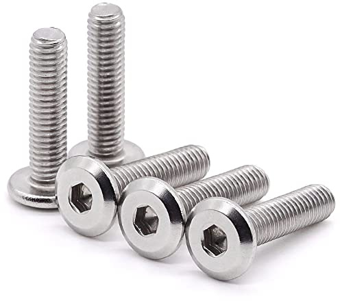 Glvaner M6-1.0 x 20mm Binding Screws Furniure Screws, Connection Bolt, Flat Round Head Socket Head Cap Screws, 304 Stainless Steel 18-8 Full Thread, 30 pcs