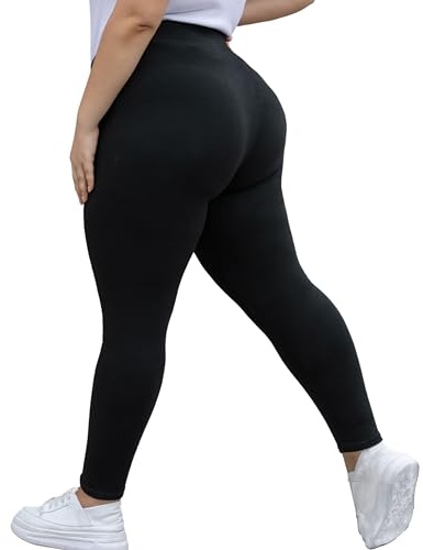 Workout Leggings for Women Plus Size High Waisted 2X Yoga Black Jeggings Cotton 20W