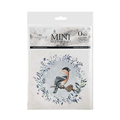 ITD Collection – mini rispapper kreativt set 14,8 x 14,8 cm (6 ark), Decoupage rispapper för scrapbooking och hantverk, flerfärgad (RSM049- HS code 48021000)