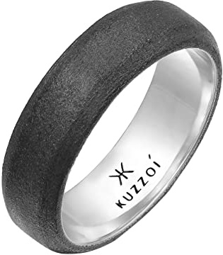Kuzzoi Herrenring (7 mm) Massiv Handgefertigt, Bandring für Männer aus 925 Sterling Silber, Ehering, Verlobungsring, Freundschaftsring, Unisex Herren Ring oxidiert, Ringgröße 60