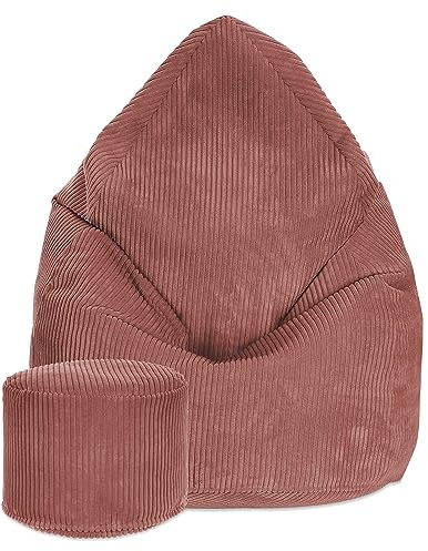 DreamRoots Sitzsack Cord Kinder Sitzsäcke Mädchen Jungen 70x70x105cm - Sitzsack mit Füllung, Hocker, Lehne und Bezug - Bean Bag Chair - Sitzkissen Boden - Chill Sack