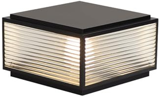 Farol Pie Sobremuro Exterior Luces Cuadradas de Exterior for Postes Impermeable Césped Valla Pilar Lámparas Cristal rayado Columna Cap Lámpara for Patio Frente / Puerta Trasera Farola(Size:20CM)