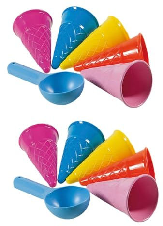 TOYANDONA 2 Sets 6pcs Kids Beach Toys Ice Cream Cones Scoop Set Ice Cream Sand Toy Ice Cream Cones Outdoor Beach Toys for Kids Toddlers (Random Color)