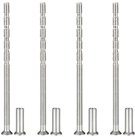 PATIKIL Tornillos para Tiradores de Armario M4x80, 4 Piezas Tornillos de Rotura para Tiradores de Cajón Tornillo de Cabeza Plana Avellanada Phillips con Manga para Manija de Puerta Palanca