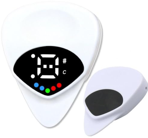 Accordeur de guitare acoustique, petits médiators 2 en 1, accordeur de médiators de guitare avec surveillance de la hauteur en temps réel pour instruments à cordes, médiators de guitare accordeur