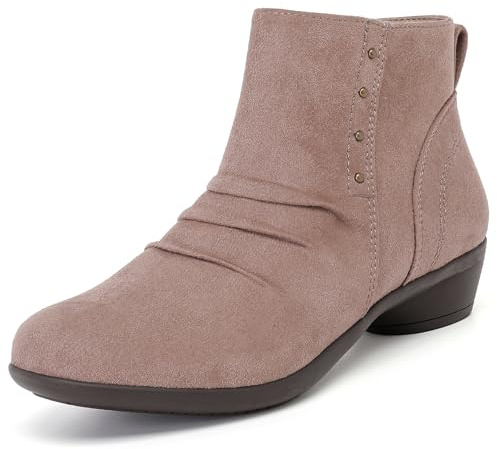 Ruiee Ankle Boots for Women Slouchy Fashion Closed Toe Flat Booties Classic Comfort Fall Winter Dressy Short Boots for Women.240981 Beige MF075