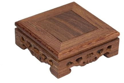 Lizhuzhuzs28 Inicio Base Cuadrada Tallada en Madera de secuoya for decoración del hogar, jarrones, Plantas, esculturas y Soportes de exhibición. Base Decorativa(XS)