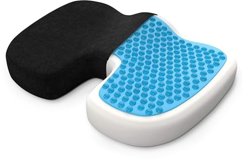 Gel Seat Cushions for Pressure Relief – Non-Slip Memory Foam Coccyx Cushion for Tailbone Pain Relief, Orthopaedic Seat Cushion for Office Chair & Car, Back Support Cushion for Sitting Comfort