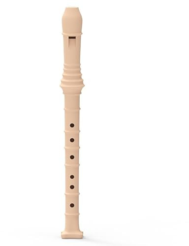 Sopran Recorder Flauta blockflöjt av silikon, grepp, tysk musikalisk inspelare, 8 hål, set i C med ficka, flöjtmopp för blockflöjt barn (beige)