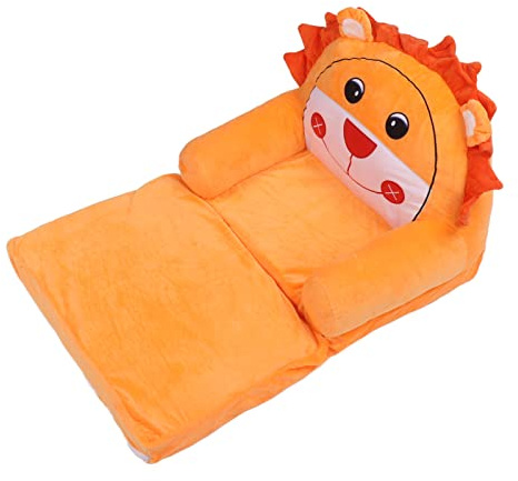 Sofá Párroe para Niños, Fondos Extraívle con Forma de Animal, Transpirable, Naranja Loave, Sillón para Niños Pequeños, Cama, Reposabrazos Anchos para Sala de Estar para Jugar (2 Niveles)
