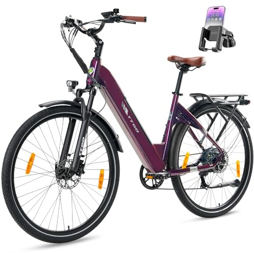ttgo 28 Zoll E Bike, Elektrofahrrad Damen Herren mit 36V 20AH Akku Drehmomentsensor 25km/h 7 Gang Reichweite 80-120KM, LCD Display Hydraulische Scheibenbremse 3 Modi, C3 PRO (Rot)